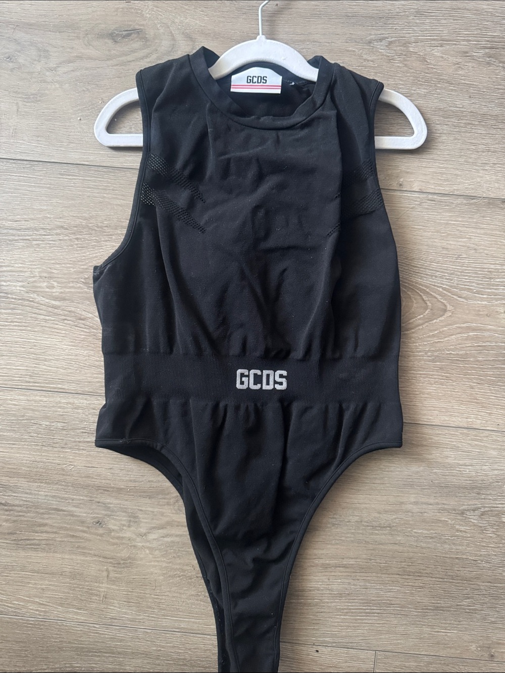 GCDS Black Logo High-Cut Bodysuit